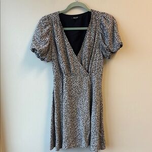 Madewell 0 Floral Wrap Dress - Black and White